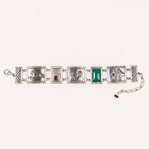 Carolyn Pollack -Victoria Adams Sterling Storyteller Panel Bracelet w/ Turquoise